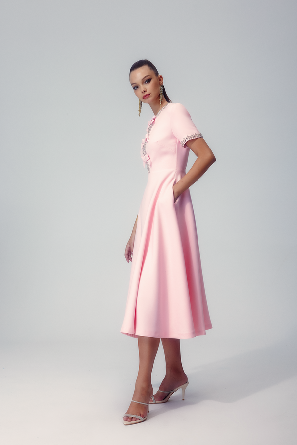 Elise Midikleid mit Kristallschleife