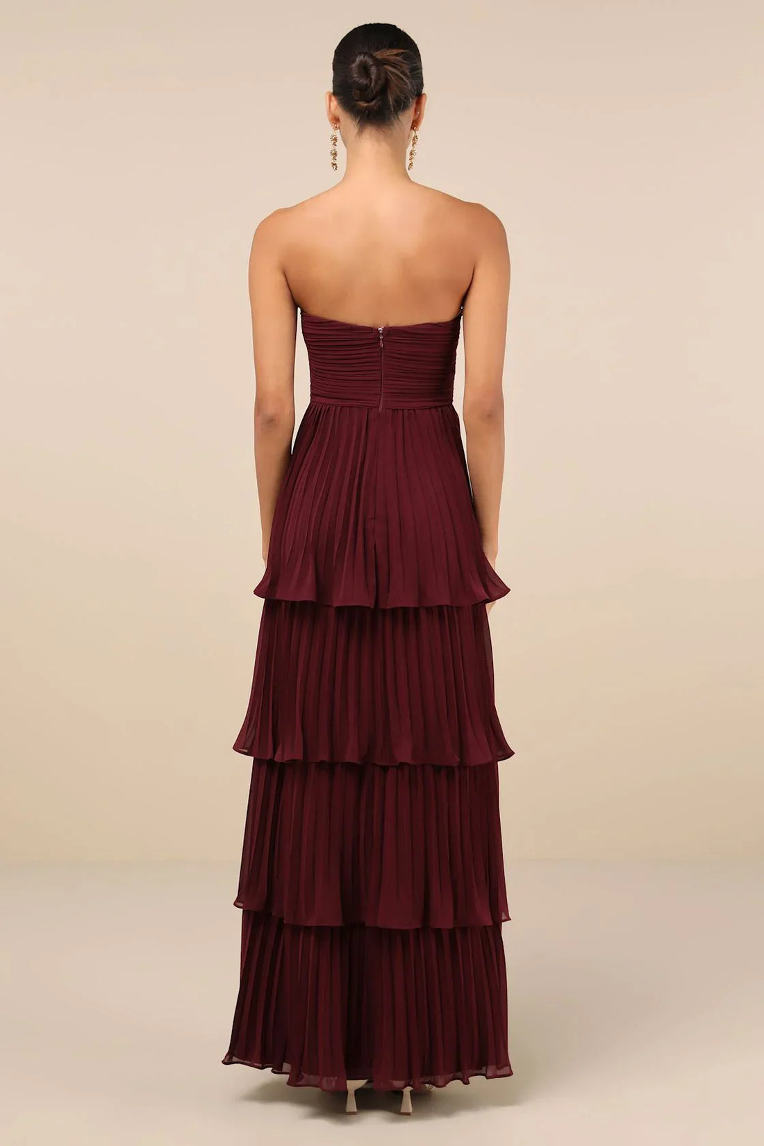 Lyra Strapless Tiered Plum Maxi Dress