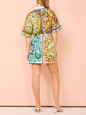 Aurora Satin Printed Mini Dress