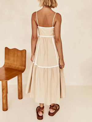 Elena Midikleid mit Kontrastbesatz