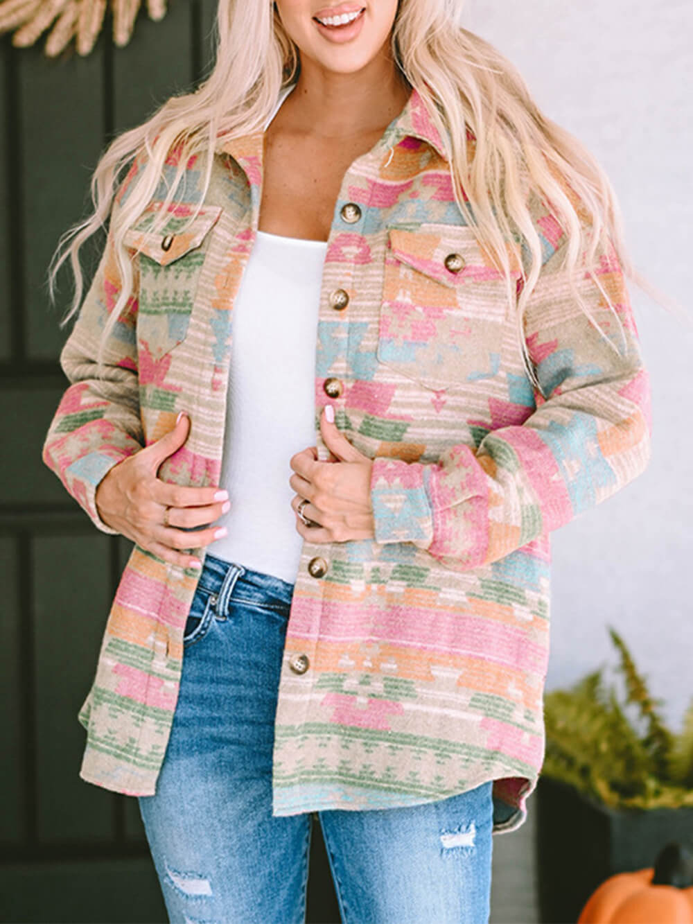 Serena Multicolor Check Oversized Jacket