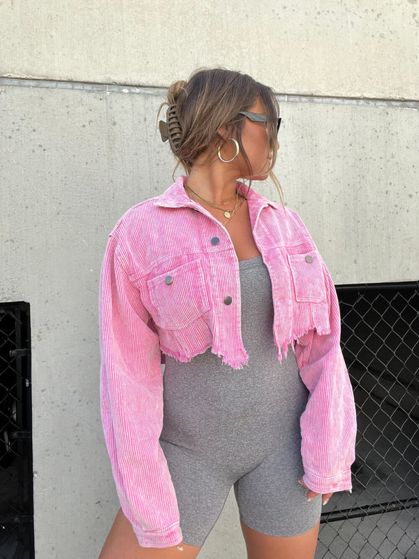 Amelie Pink Corduroy Cropped Jacket