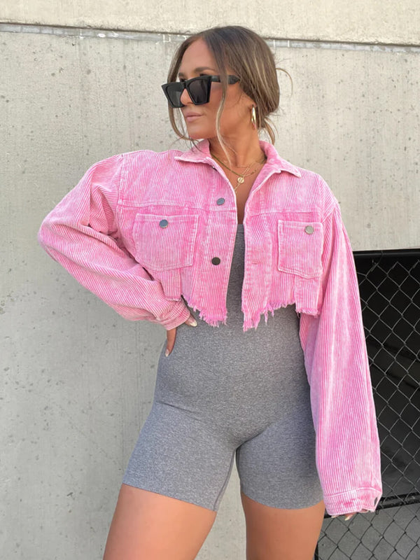 Amelie Pink Corduroy Cropped Jacket