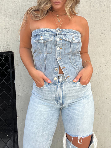 London Edge Denim Corset Top