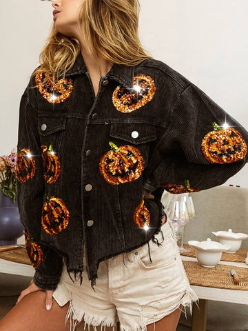 Celeste Pumpkin Sequin Oversized Jacket