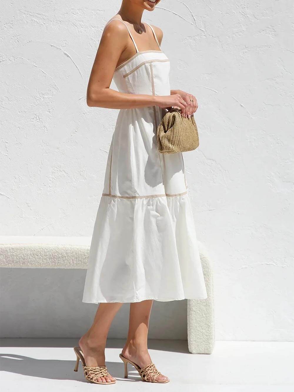 Elena Contrast Trim Midi Dress