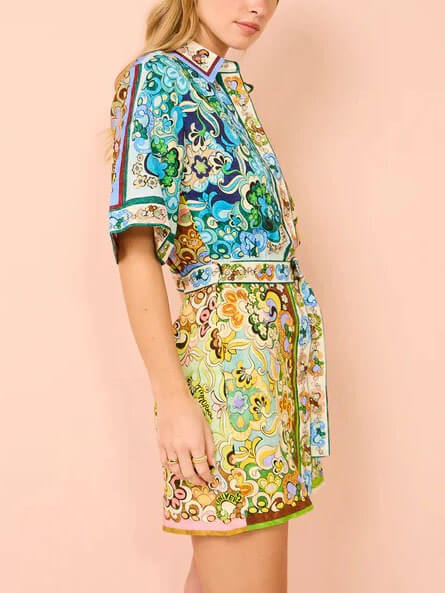 Aurora Satin Printed Mini Dress