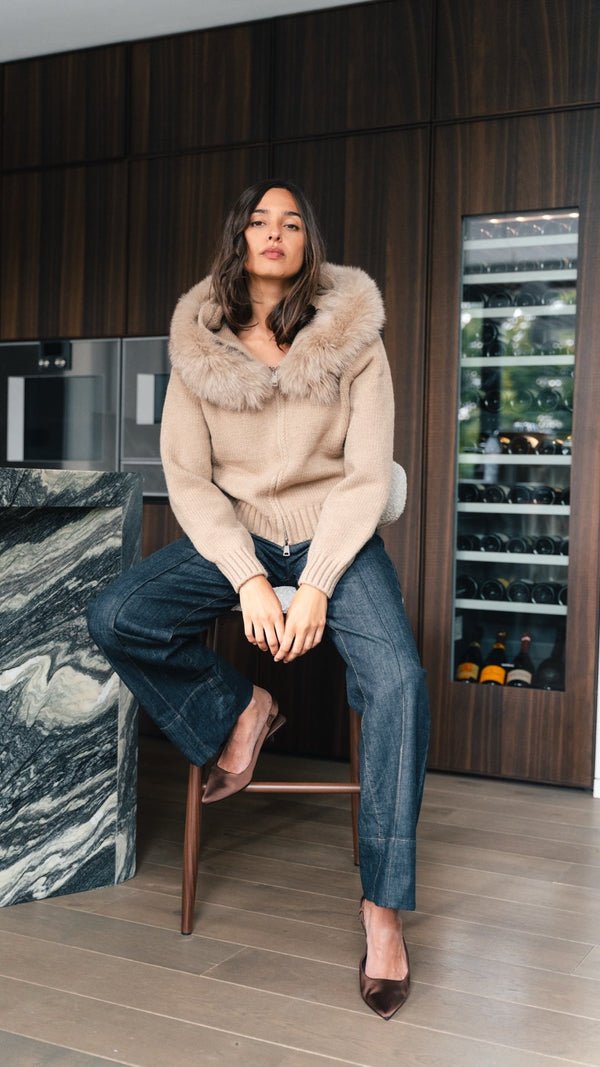 Lumi Fur – Beige Knit Coat