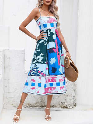 Aurelia Abstract Patchwork Slip Maxi Dress