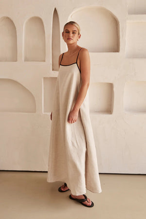 Isla Contrast Linen Maxi Dress