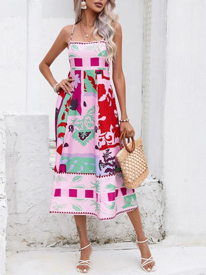 Aurelia Abstract Patchwork Slip Maxi Dress