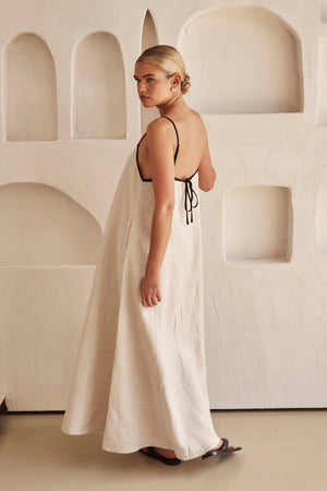 Isla Contrast Linen Maxi Dress