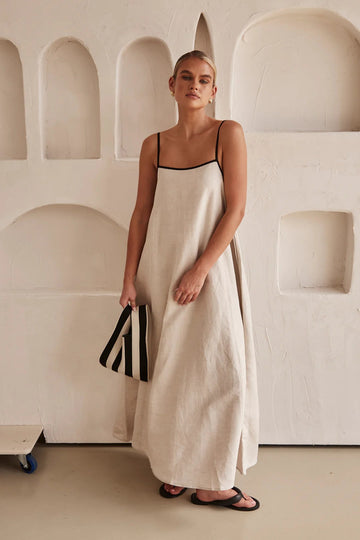 Isla Contrast Linen Maxi Dress