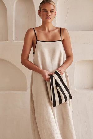 Isla Contrast Linen Maxi Dress