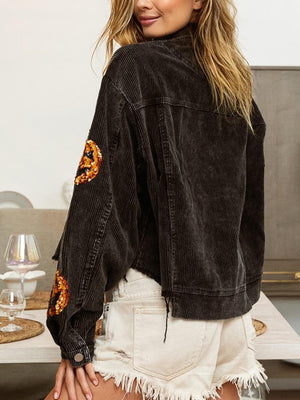 Celeste Pumpkin Sequin Oversized Jacket