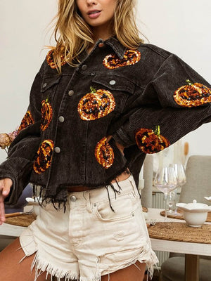 Celeste Pumpkin Sequin Oversized Jacket