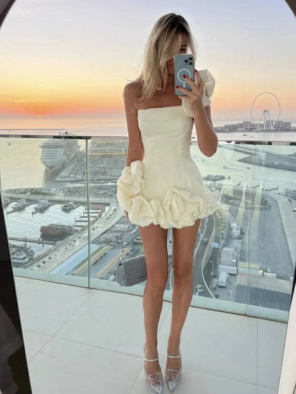 Clara One-Shoulder Bustier Mini Dress