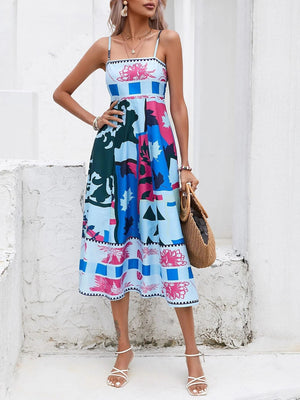 Aurelia Abstract Patchwork Slip Maxi Dress