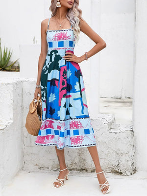 Aurelia Abstract Patchwork Slip Maxi Dress