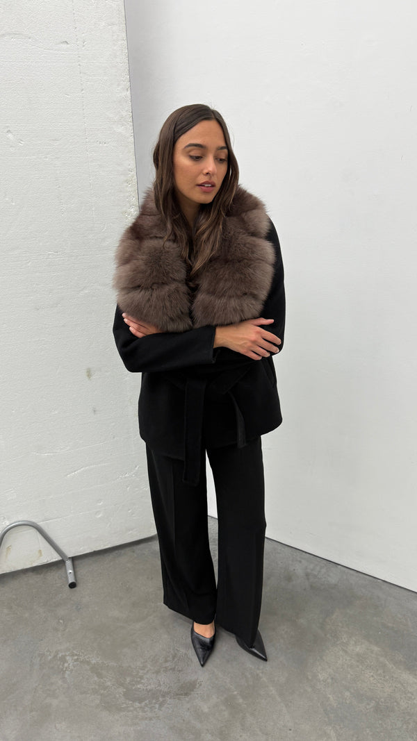 Noir Luxe – Black Fur Coat