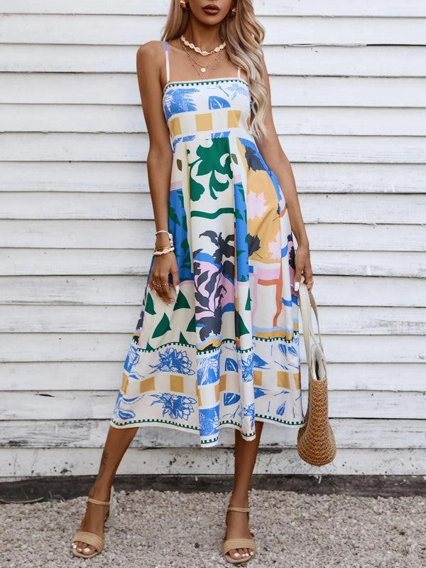 Aurelia Abstract Patchwork Slip Maxi Dress