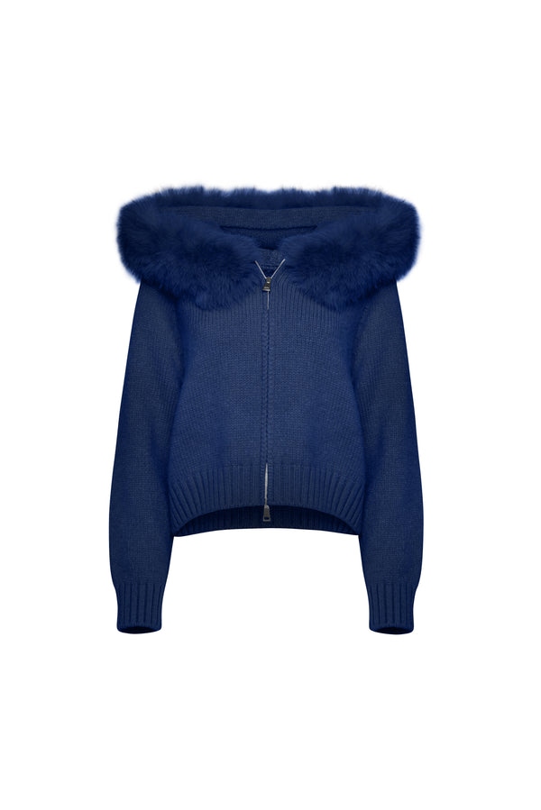 Lumi Fur – Blue Knit Coat