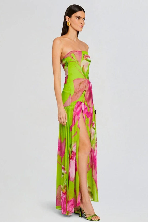 Aria Strapless Abstract Print Maxi Dress