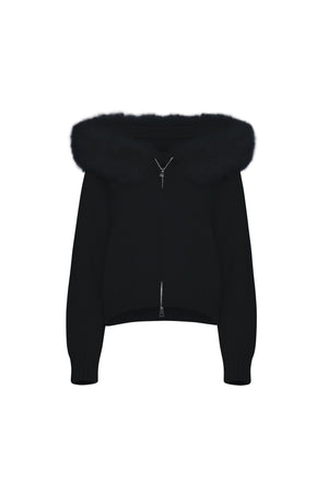 Lumi Fur – Black Knit Coat