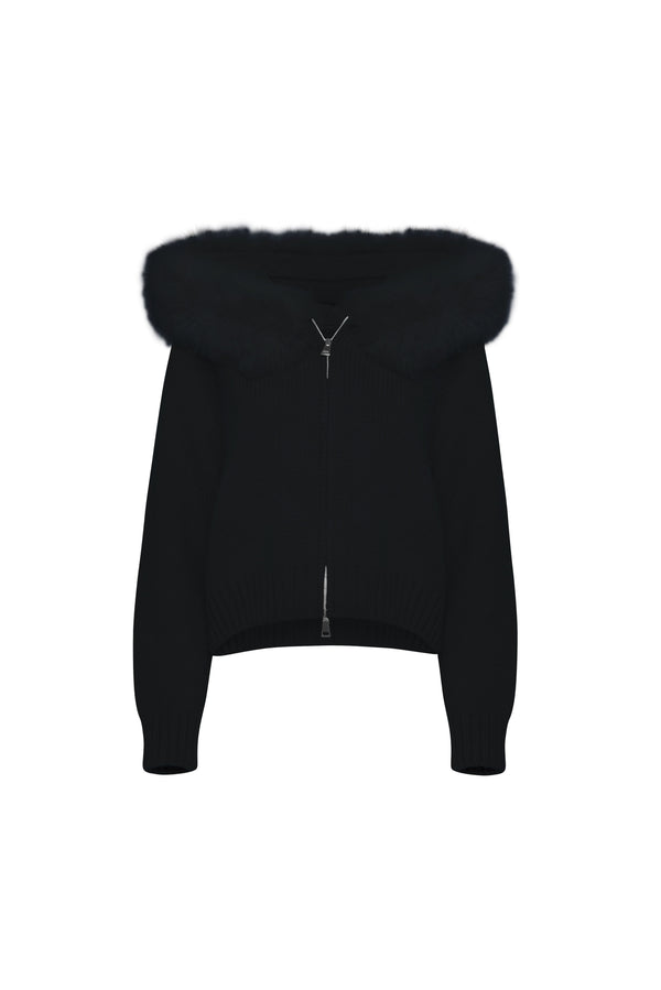 Lumi Fur – Black Knit Coat