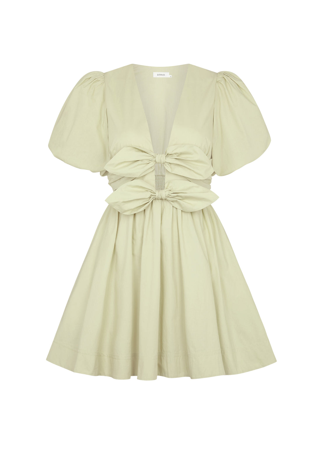 Elodie Bow Lace-Up Cotton Mini Dress