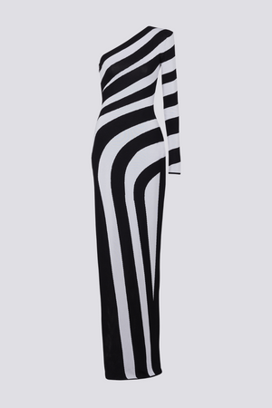 Selene Zebra One-Shoulder-Maxikleid mit Schlitz
