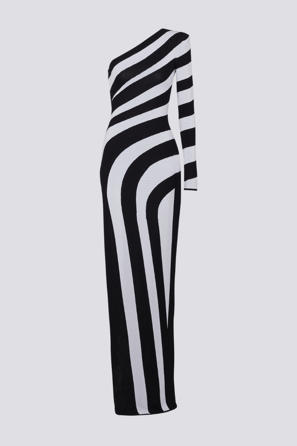 Selene Zebra One-Shoulder-Maxikleid mit Schlitz