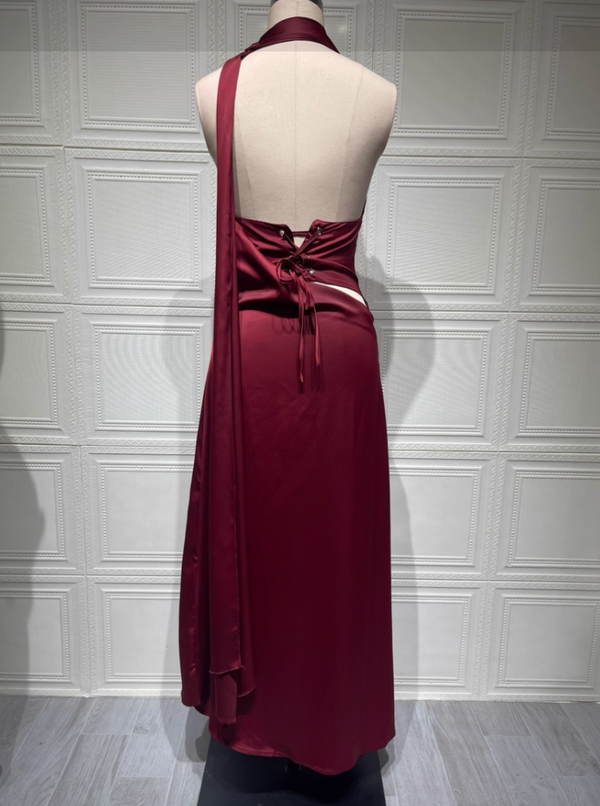 Satin Slip Maxi Dress Femme Elara