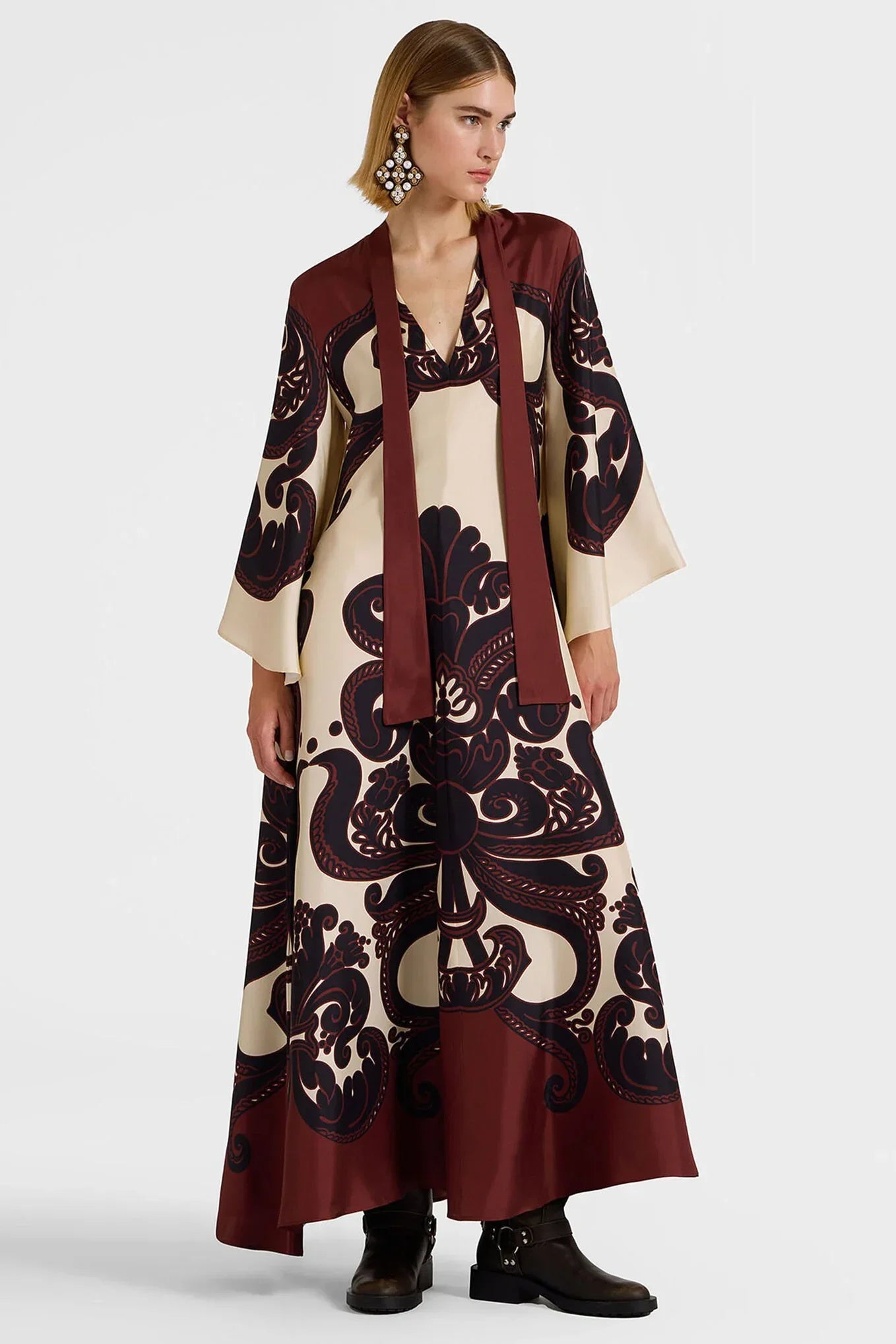 Amora Grenadilla Print Satin Maxi Dress