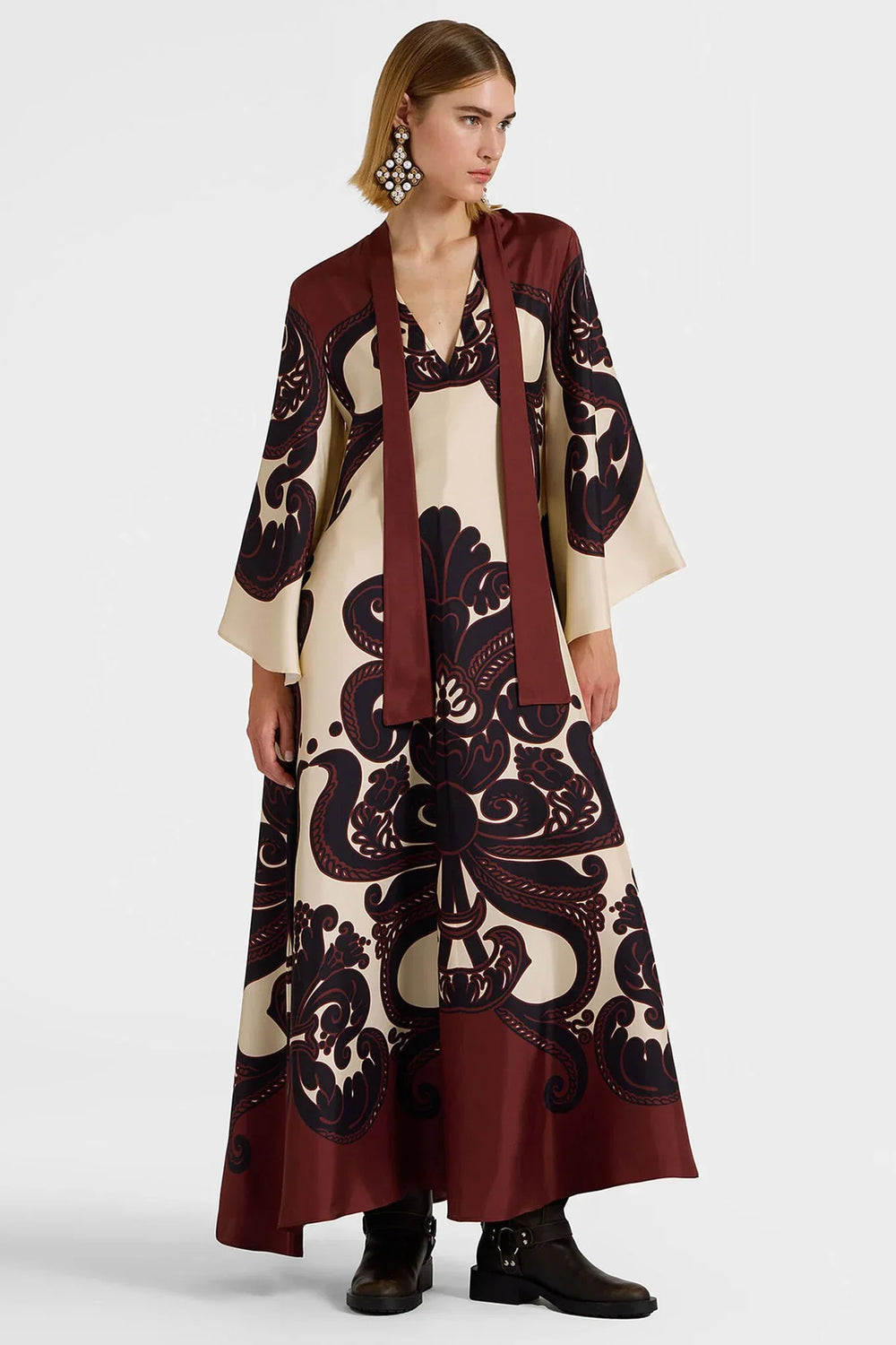 Amora Grenadilla Print Satin Maxi Dress