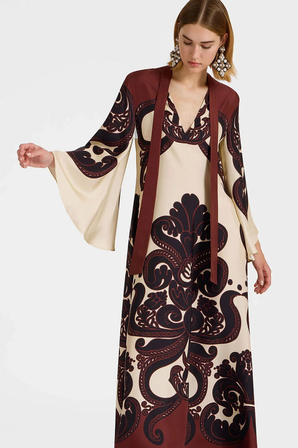 Amora Grenadilla Print Satin Maxi Dress