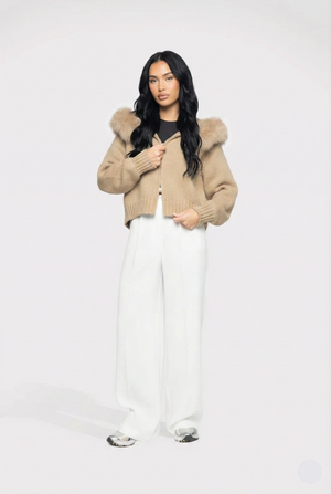 Lumi Fur – Beige Knit Coat