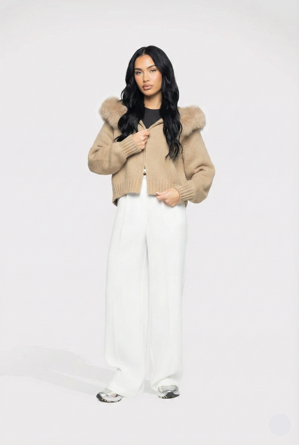Lumi Fur – Beige Knit Coat