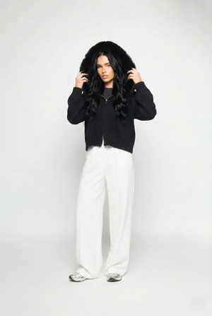 Lumi Fur – Black Knit Coat