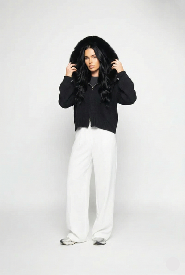 Lumi Fur – Black Knit Coat