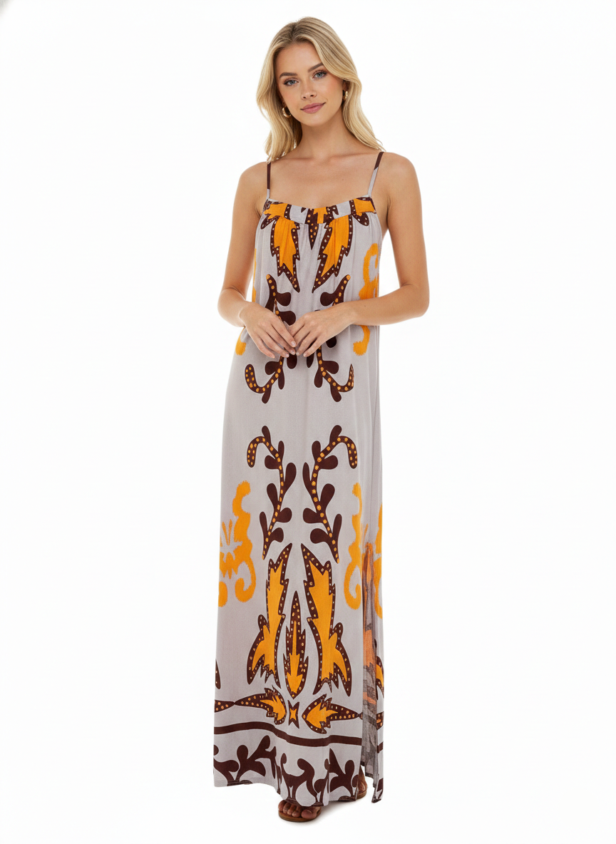 Amara Ethnic Print Cami Maxi Dress