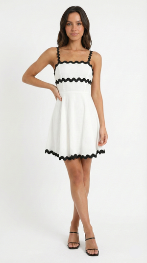 Lysette Ric Rac Leinen-Minikleid 