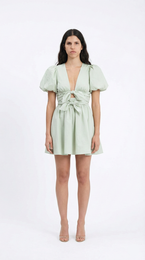 Elodie Minikleid aus Baumwolle mit Schleife und Schnürung