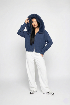 Lumi Fur – Blue Knit Coat