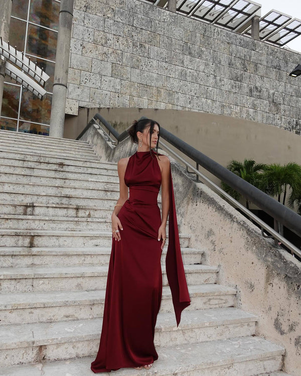 Satin Slip Maxi Dress Femme Elara