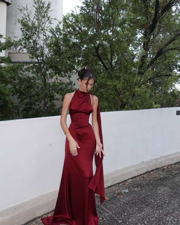 Satin Slip Maxi Dress Femme Elara