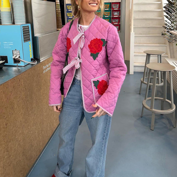 Marise Rose Print Quilted Jacket