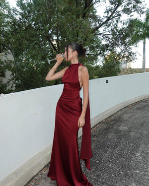 Satin Slip Maxi Dress Femme Elara