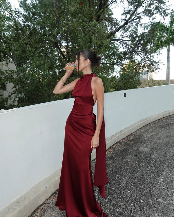 Satin Slip Maxi Dress Femme Elara