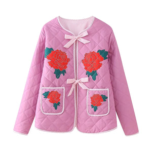 Marise Rose Print Quilted Jacket